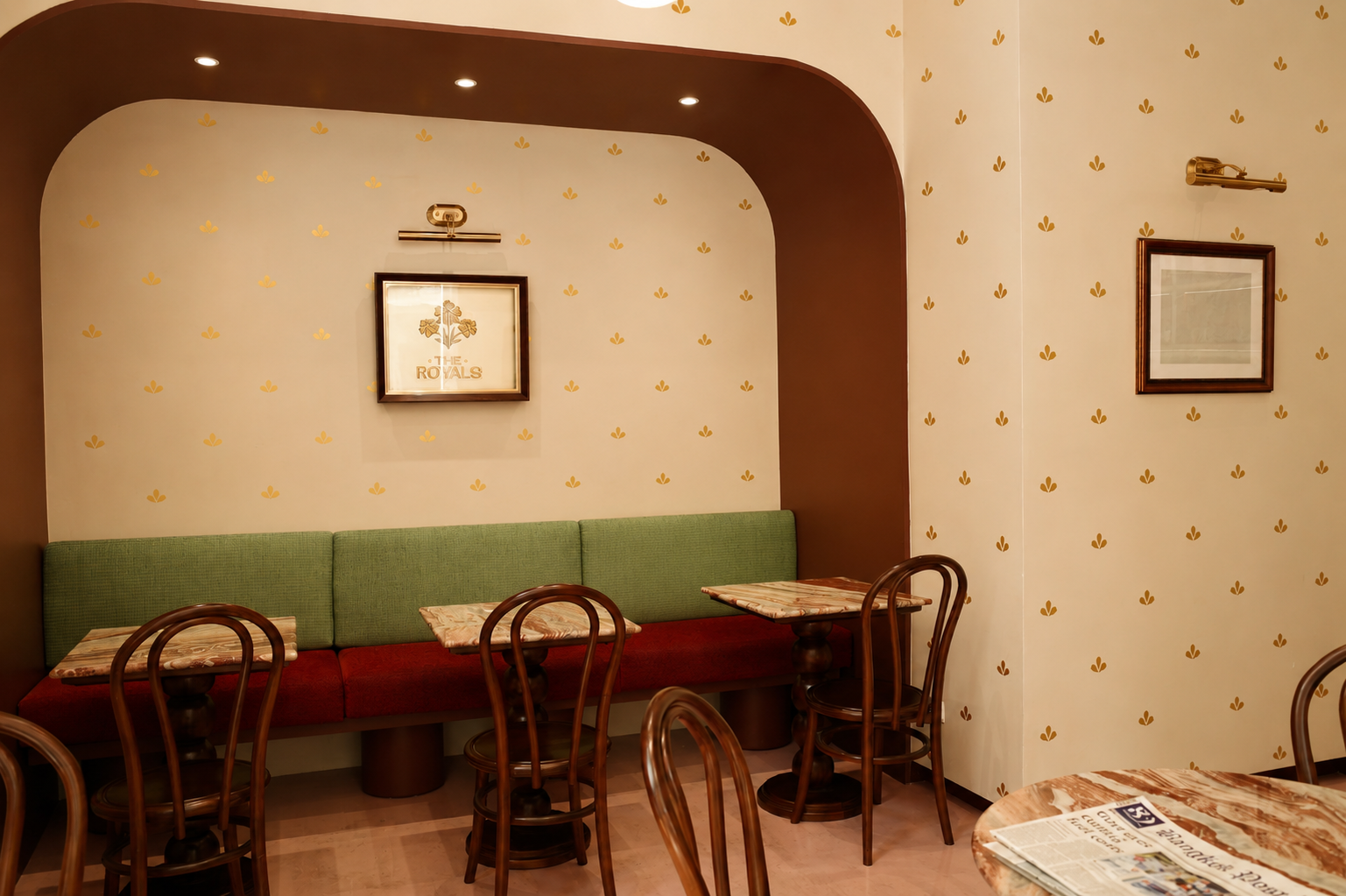 Warm café seating at The Royals Café Bangkok